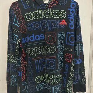 Adidas Black Hoodie with Blue and Red Accents